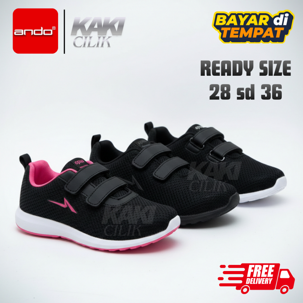 ANDO Sepatu Sekolah Anak Perekat Pria Wanita 28-36 Sneakers Anak TK SD SMP Anti Slip KAKICILIK