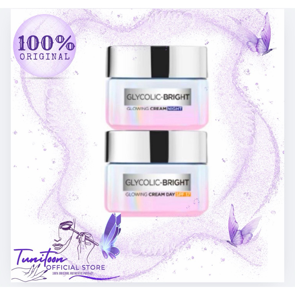 Glycolic Bright Glowing DAY CREAM SPF17/Night Cream (cream siang/ cream malam)