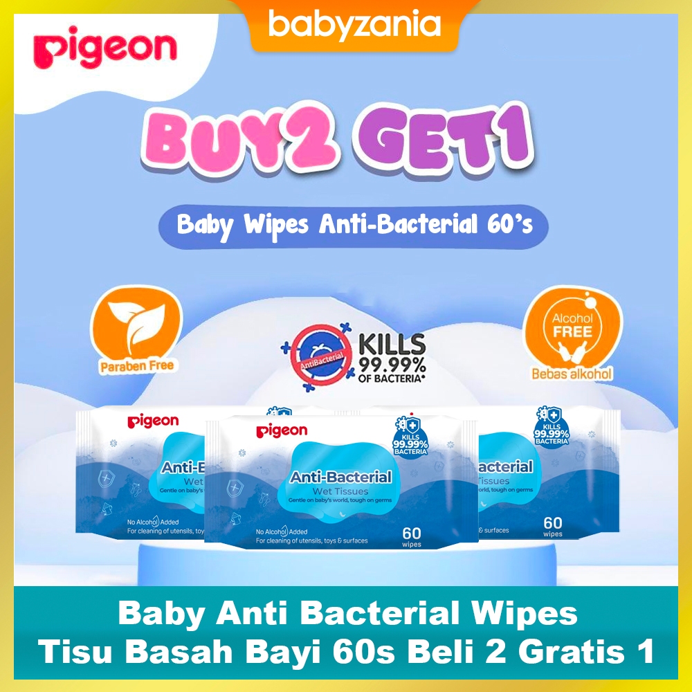 Pigeon Anti Bacterial Wipes Baby Wet Tissue Tisu Basah Bayi - 20s 60s