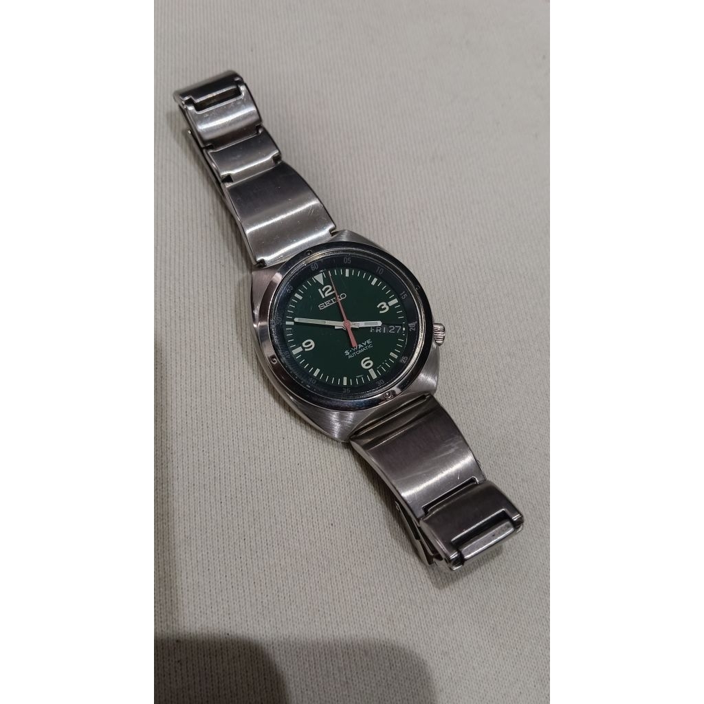 seiko 5 s-wave green dial full original