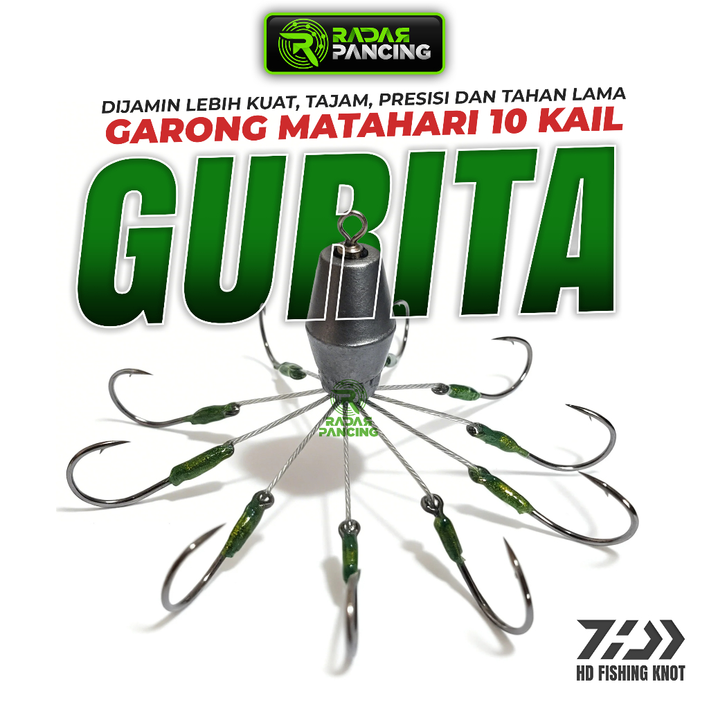 Garong Matahari Gurita (Garong Matahari 10 Mata Kail Super Tajam dan Kuat) Radar Pancing -  Kail Gar