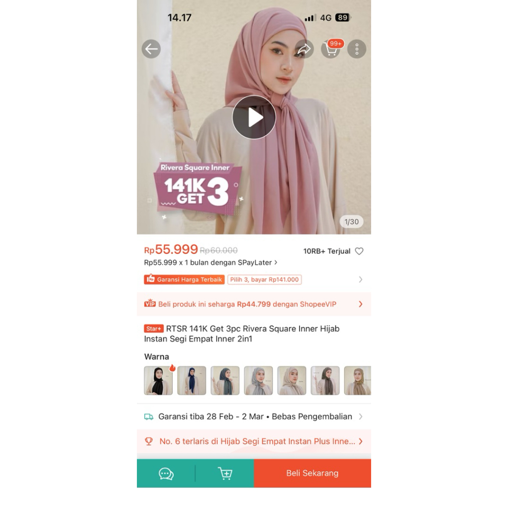 RTSR rivera hijab inner instan