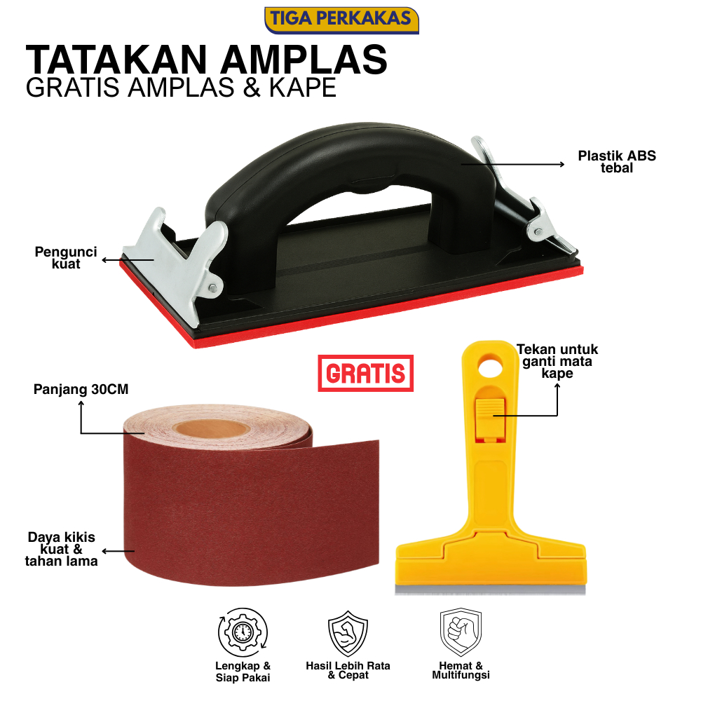 Pegangan Amplas Pad Amplas Tangan Tatakan Gagang Amplas Lembaran Klip Penjepit