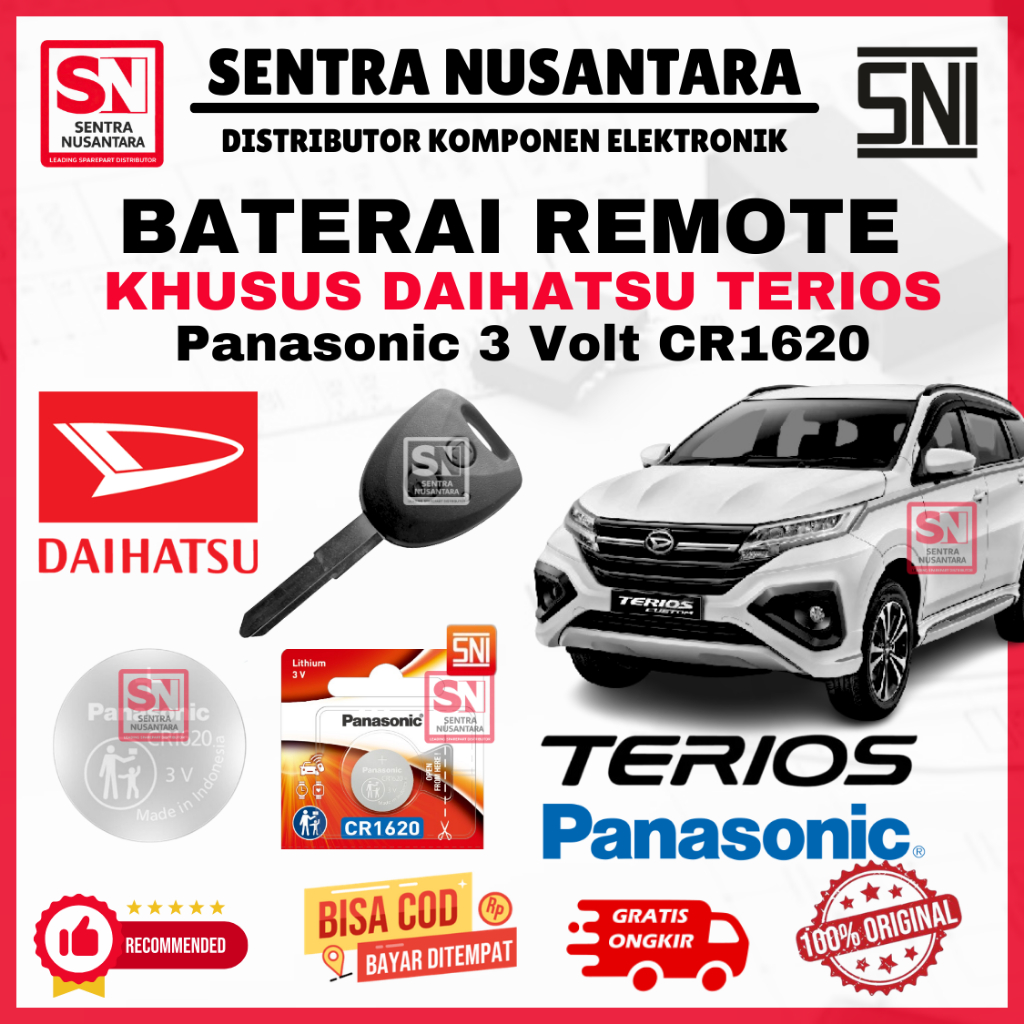BATERAI REMOTE DAIHATSU TERIOS ORIGINAL PANASONIC CR1620 | BATTERY REMOTE TERIOS DAIHATSU KUALITAS B
