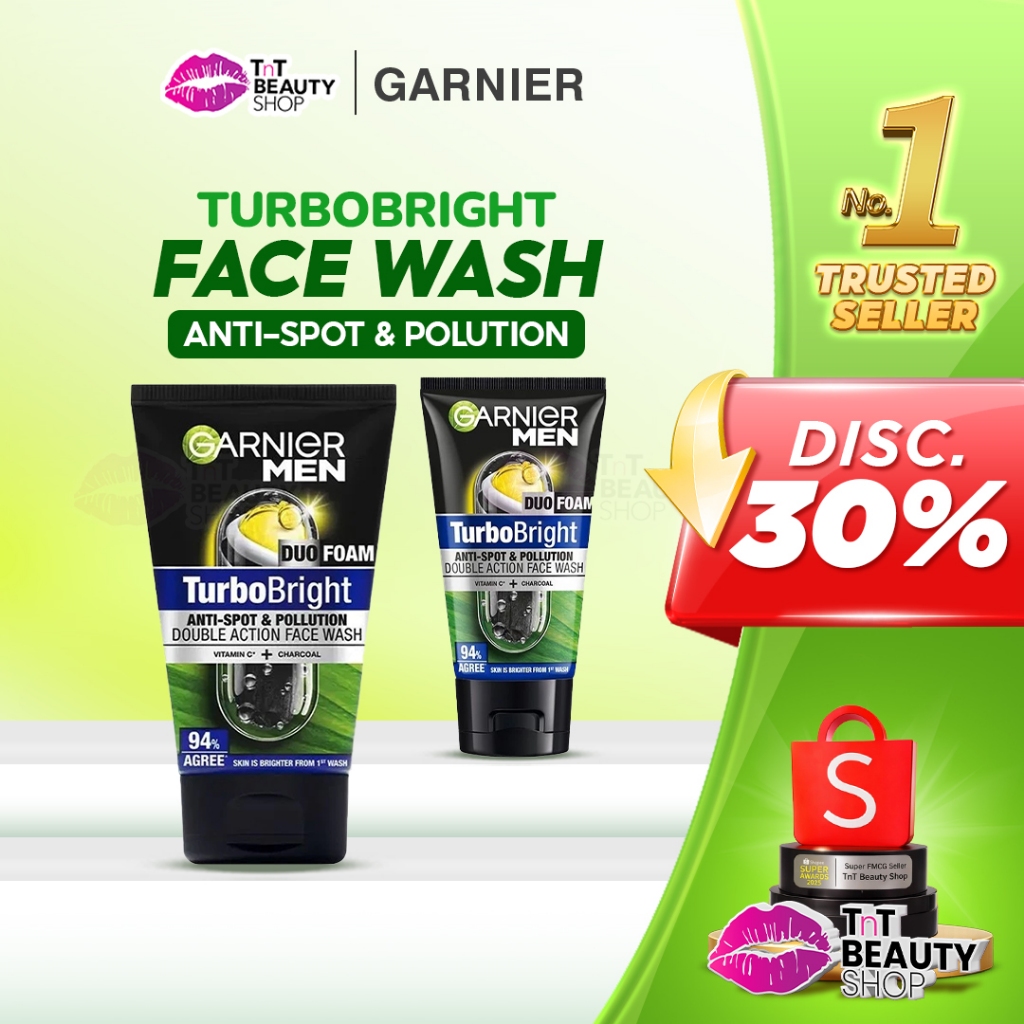 Garnier Men Turbo Bright Super Duo Foam Skin Care Perawatan Pria Untuk Wajah Kusam | TnT Beauty Shop