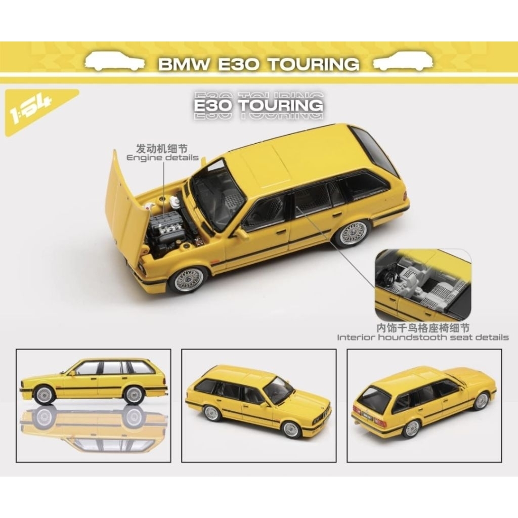 Mortal Diecast Skala 64 BMW 3 Series MK1 E30 Yellow