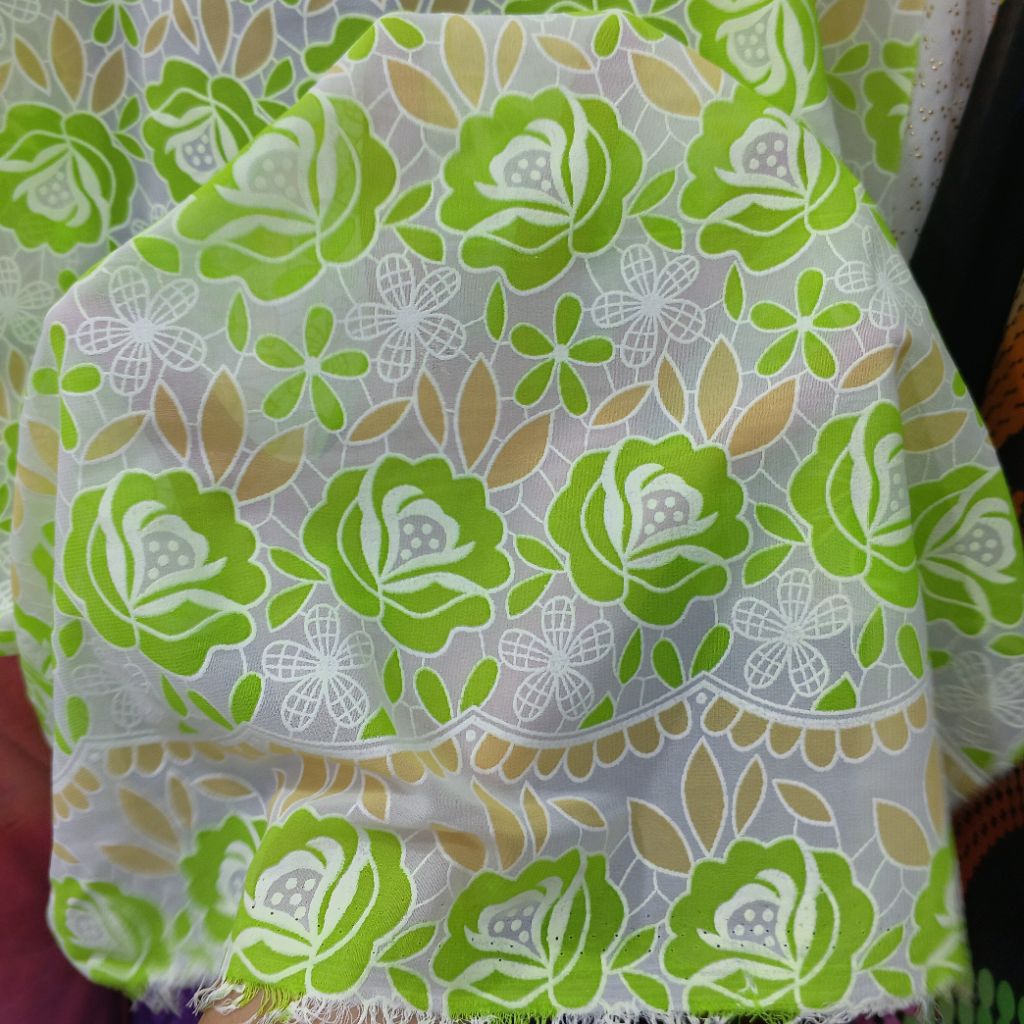 kain sifon double hycon motif - kain double hycon antik - kain double hycon motif bunga [harga/0,5m]