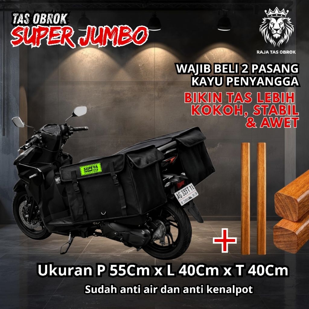 Tas Obrok  Srandul motor Kurir pos Super Jumbo – Waterproof Anti Air, Material Kuat Awet, Jahitan Ra