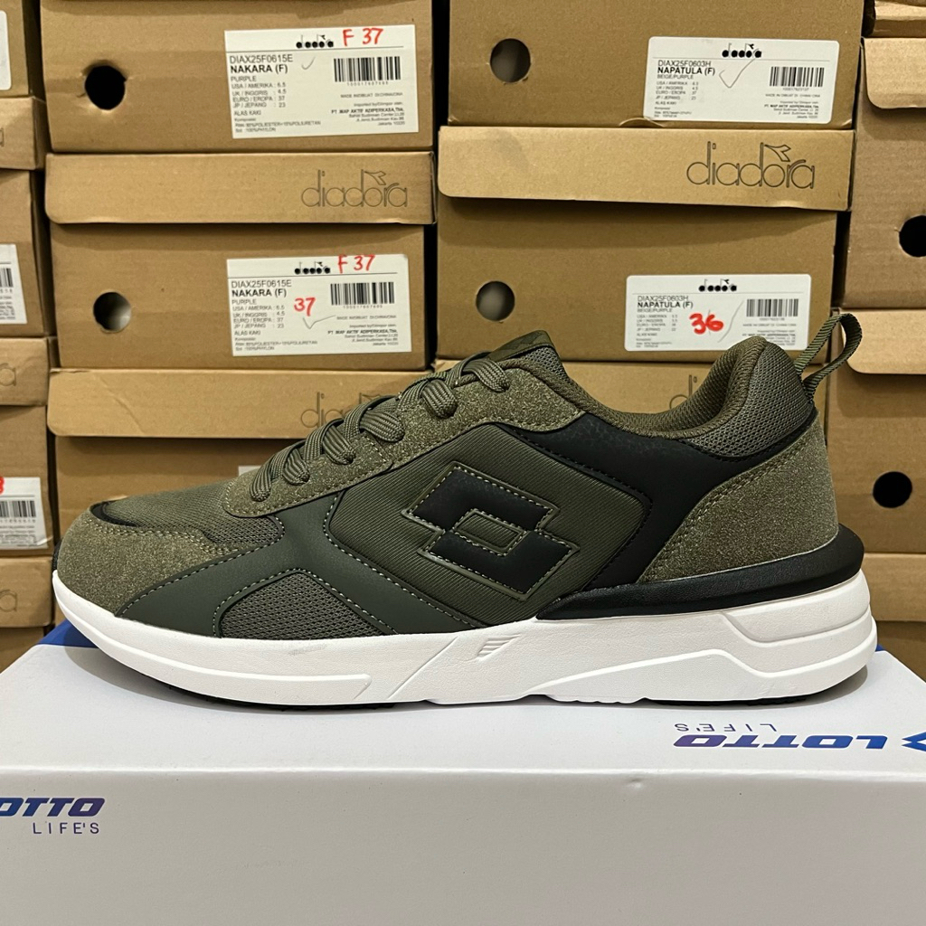 Sepatu Lotto Evander Running Shoes Original - Army/Green