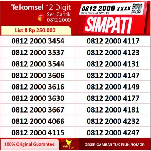 Kartu Telkomsel Simpati Nomor Cantik Pilihan