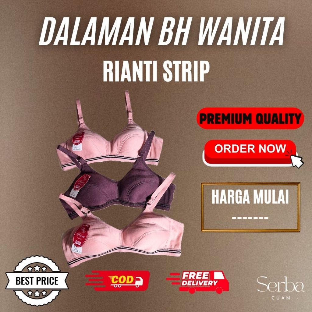 BRA WANITA RIANTI STRIP BAHAN KATUN BERKUALITAS PREMIUM TIDAK PANAS