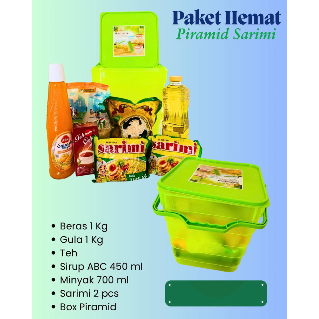 Paket Sembako Hemat Gratis box Plastik piramid