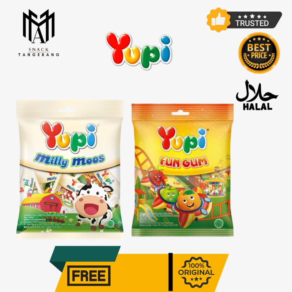 Permen Yupi Fun Gum Milly Moos Hanging Bag 110 Gr - Satuan