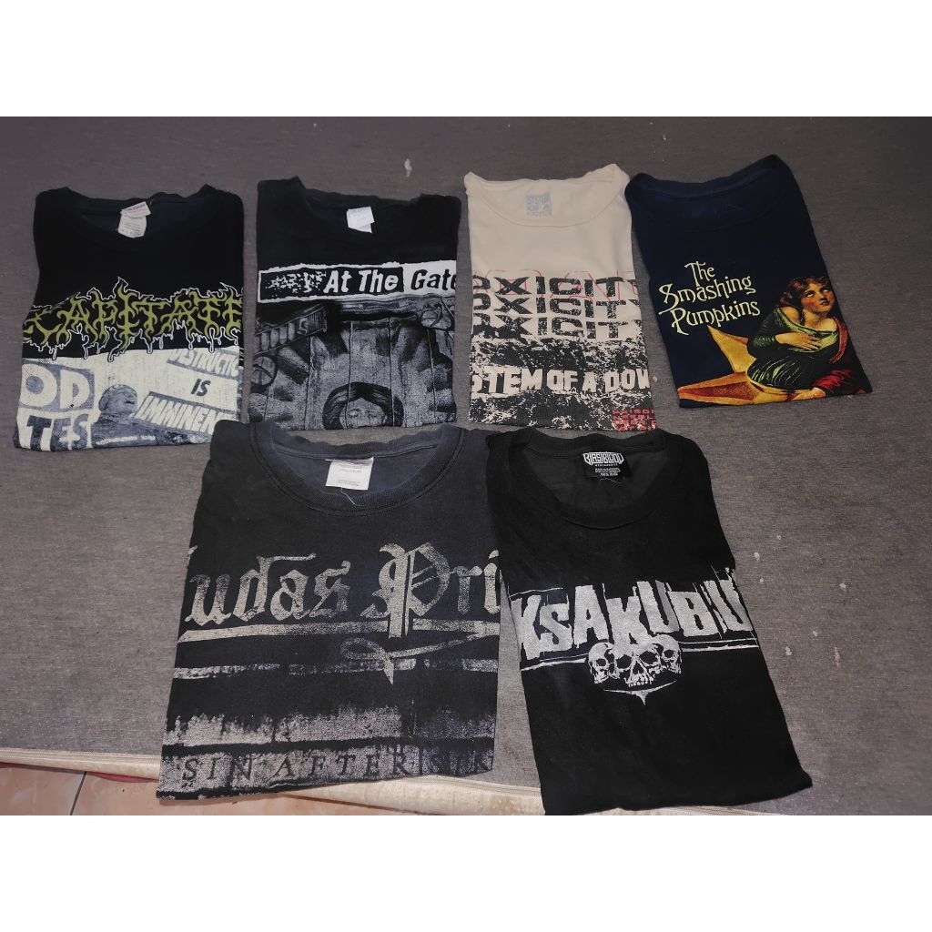 Preloved borongan kaos band musik metal rock original size S