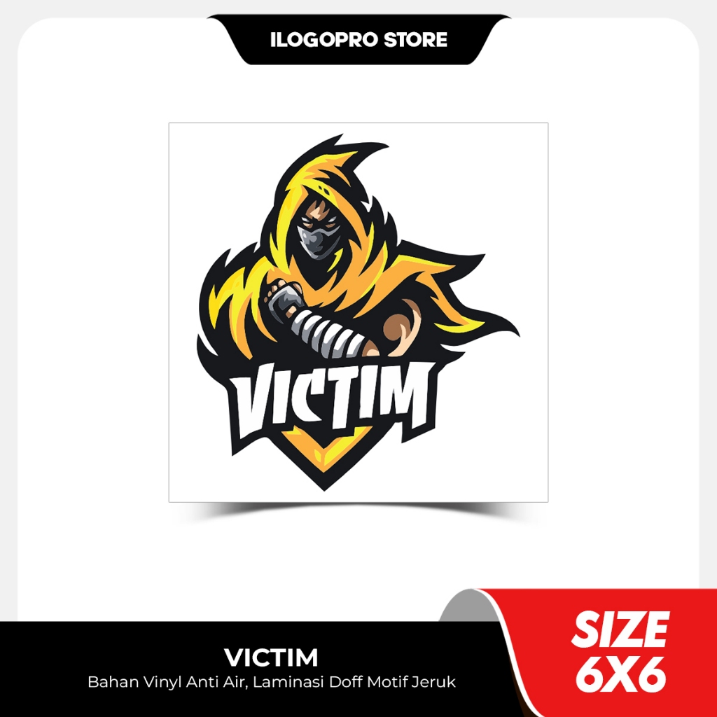 VICTIM - Sticker Game Esport Bahan Vinyl Premium Anti Air
