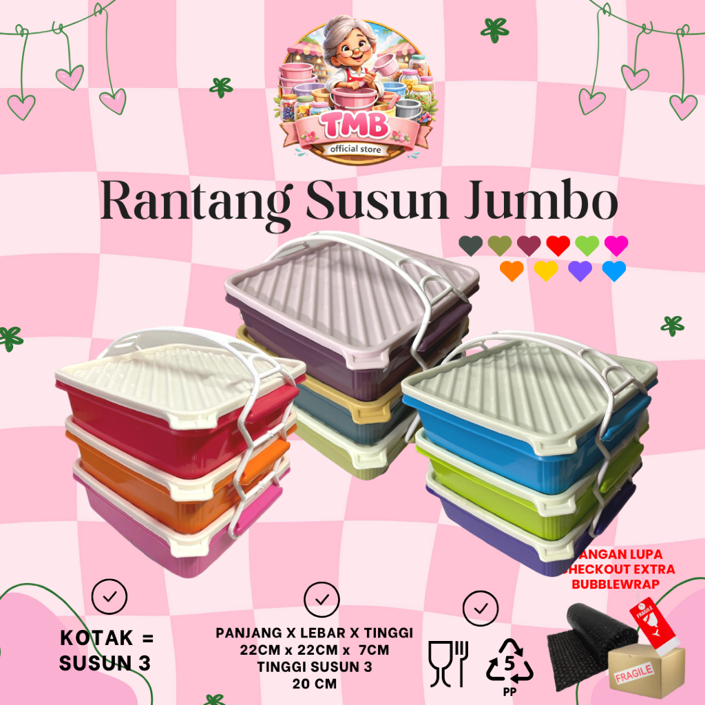 RANTANG SUSUN 3JUMBO - Set Rantang Susun 3 Plastik - Rantang Catering / Katering Bekal Dapur