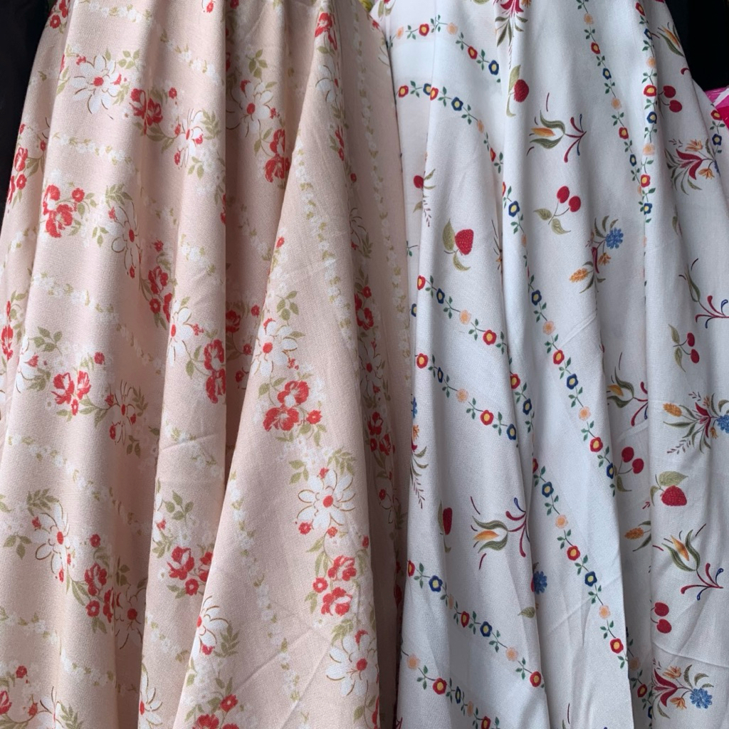 bahan kain katun rayon motif bunga salur best seller/rayon premium motif terbaru