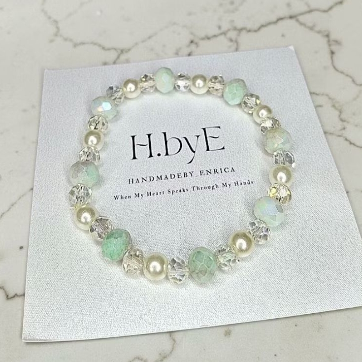 HANDMADEBY_ENRICA Gelang Initial Custom Wanita | Gelang Huruf Nama Elastis | Bracelet Personalised S