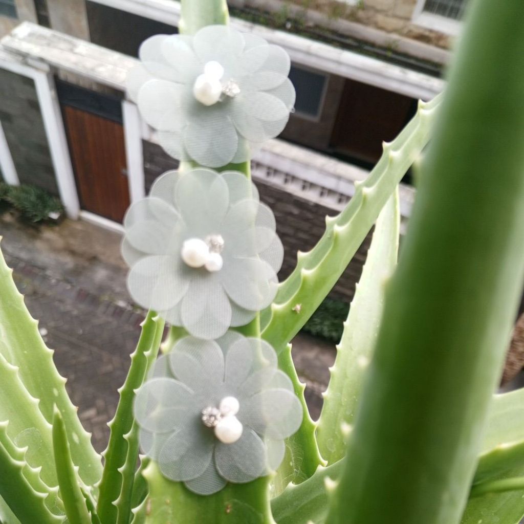 { 12pcs/ 4cm} bunga  organza tumpuk/bunga organza 2layer/aksesoris baju