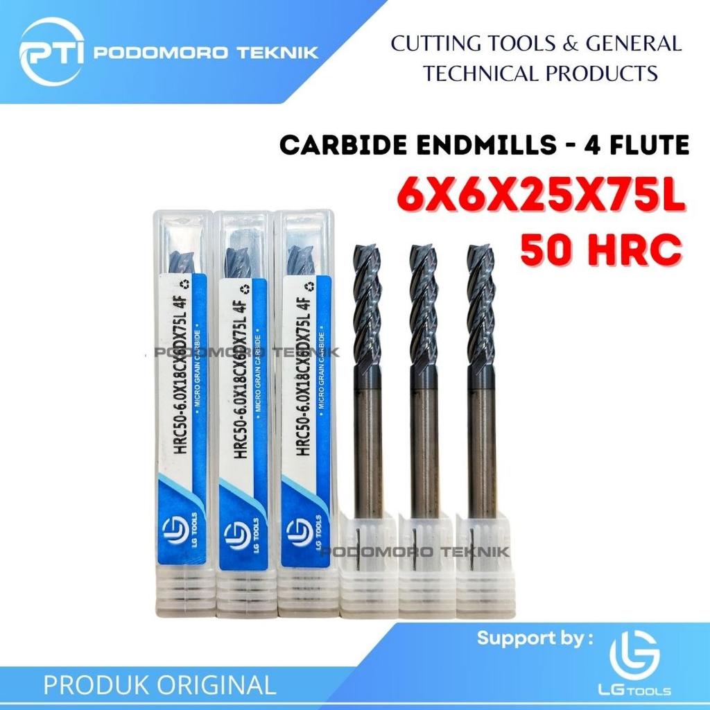 Endmill 6 mm 6.0x25x6x75 Carbide Endmill LG TOOLS 50 HRC