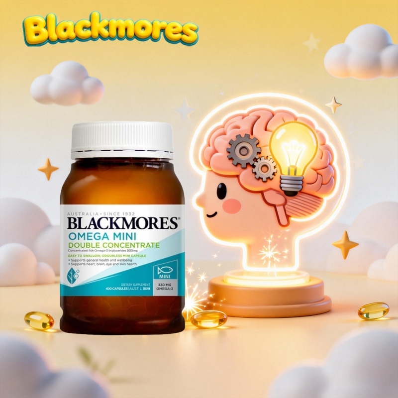 BLACKMORES Fish Oil Mini Double Concentrate Omega3 400 Kapsul Dewasa Anak DHA EPA