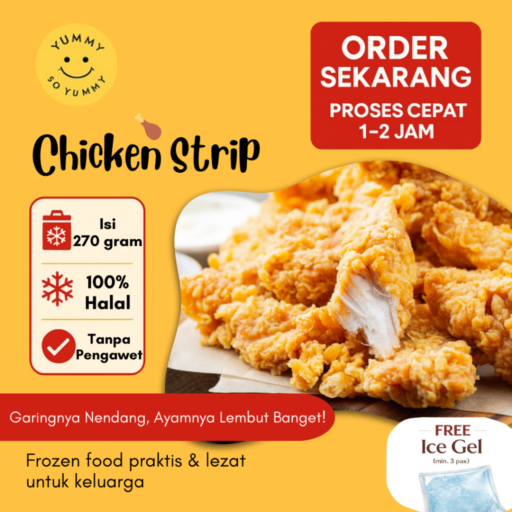 Makanan Beku Frozen Premium Chicken Strip / Chicken Crispy / Ayam Fillet Krispi