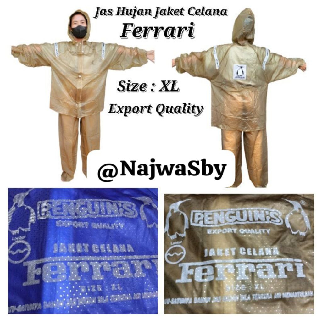 ( Jaket Celana Ferrari Penguin's ) Jas Hujan Jaket Celana FERRARI Penguins | Jas Hujan Setelan Jaket