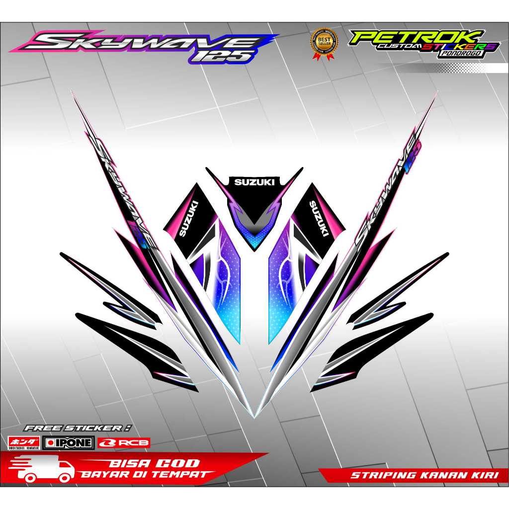 STRIPING VARIASI SUZUKI SKYWAVE 125 / STICKER LIST VARIASI MOTOR SKYWAVE 125