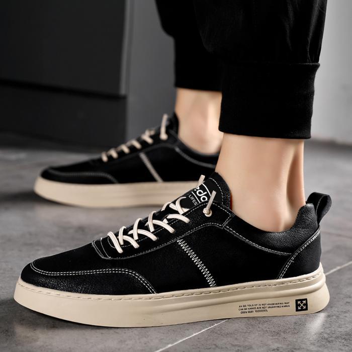Aerostreet - Sepatu Sneakers Karet Cowok Sepatu Casual Sepatu Hitam Formal Sepatu Outdoor Antiselip