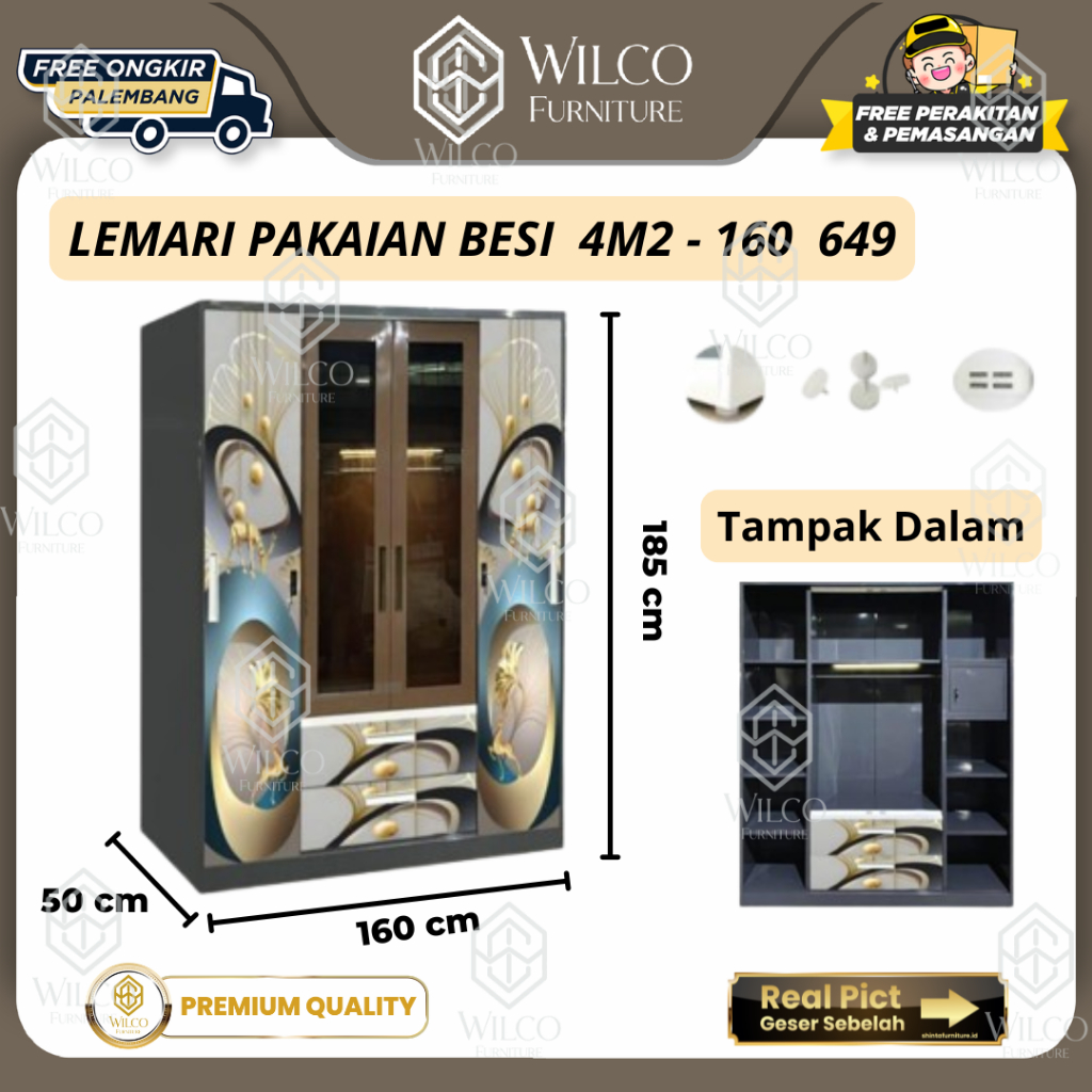 Lemari Pakaian Besi 4 Pintu Exclusive | Lemari Baju Besi 4 Pintu Serbaguna