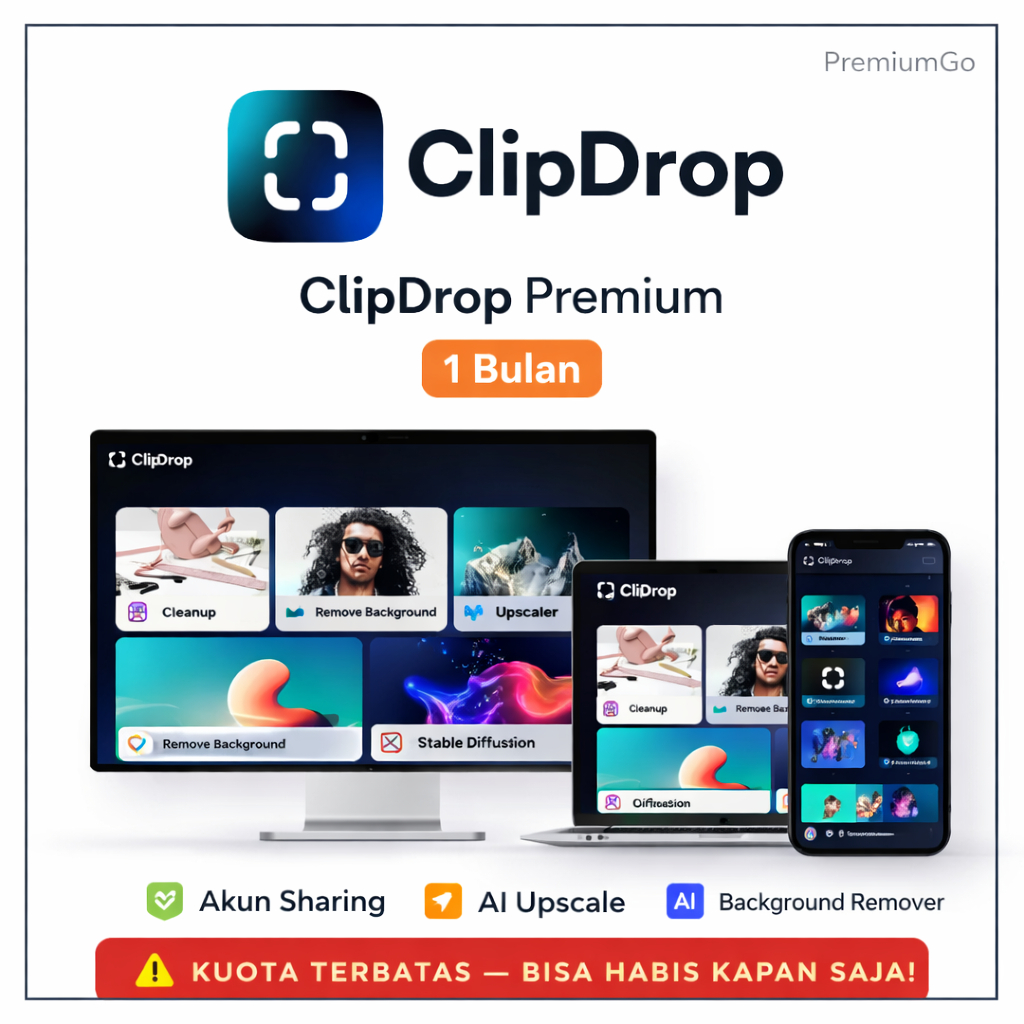 [24/7] ClipDrop Premium Sharing 1 Bulan | Background Remover HD