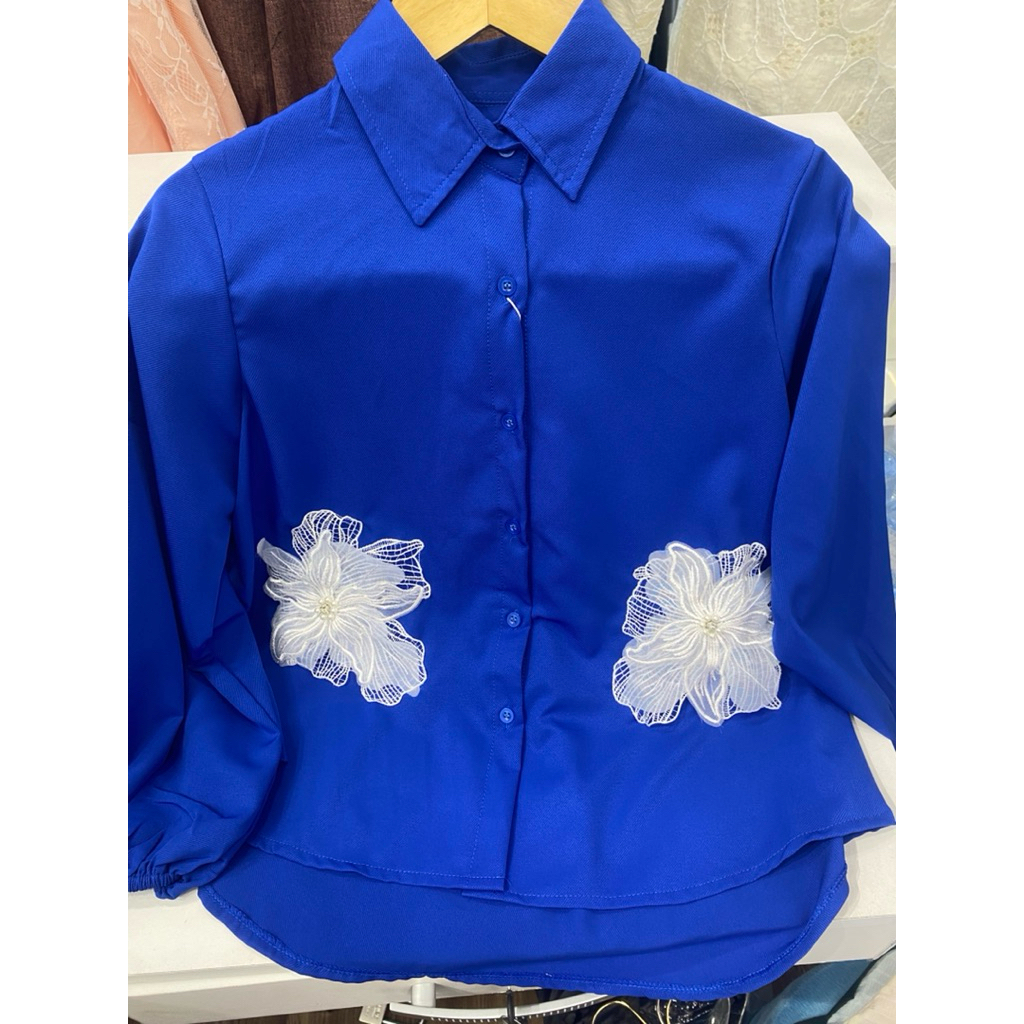 kemeja flower bunga payet renda