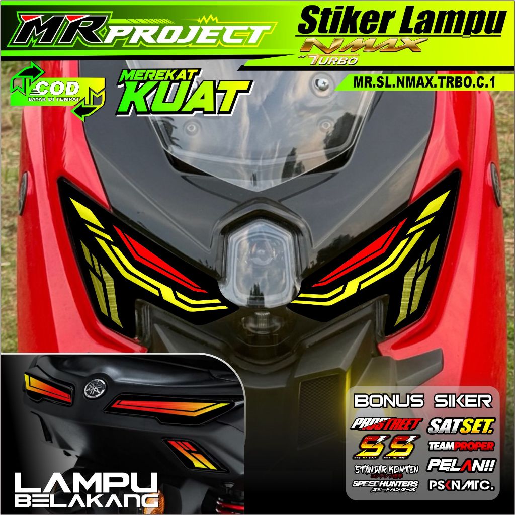 Stiker Variasi Lampu Motor NMAX TURBO NEO S 2024 2025 Stiker Lampu Alis NMAX TURBO Bahan TRANSPARAN