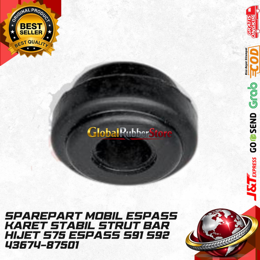 SPAREPART MOBIL ESPASS KARET STABIL STRUT BAR HIJET S75 ESPASS S91 S92 43674-87501