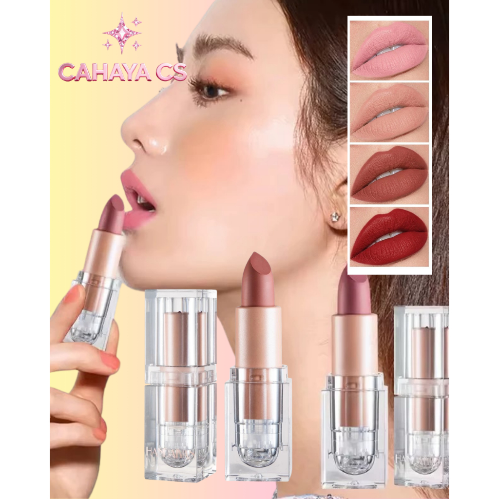CAHAYA_ HANDAIYAN Lipstik Matte Kubus Transparan Tahan Nude Natural