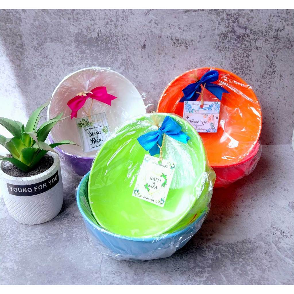 Souvenir Pernikahan Murah Souvenir Mangkok Besar RANDOM Kemas Plastik + Pita / Hadiah Pernikahan / H