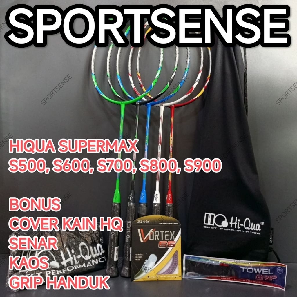 Raket Bulutangkis Badminton Hiqua Hi Qua Hq Hi-Qua Supermax Super Max 600 700 800 900 Original Bonus