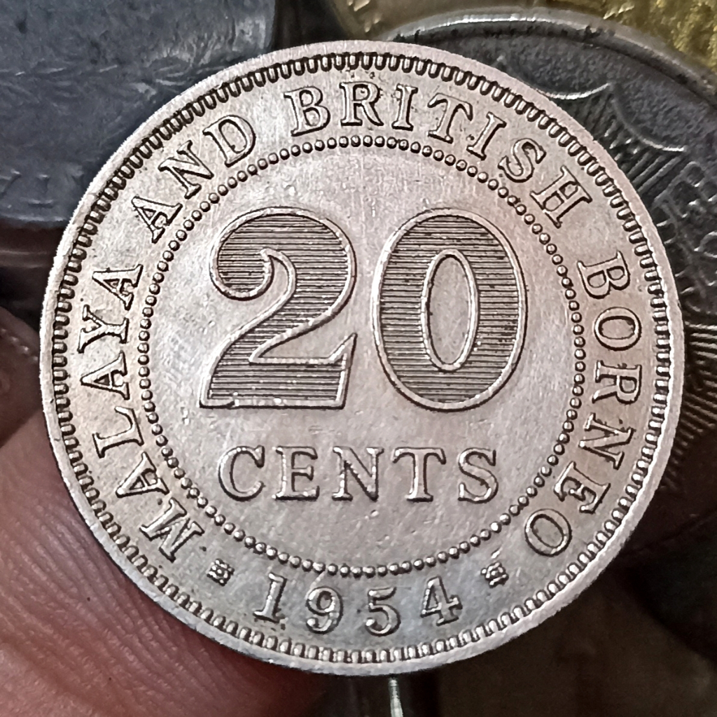 Koin Kuno Malaya and British Borneo (British Malaysia) 20 Cents - Elizabeth II Tahun 1954