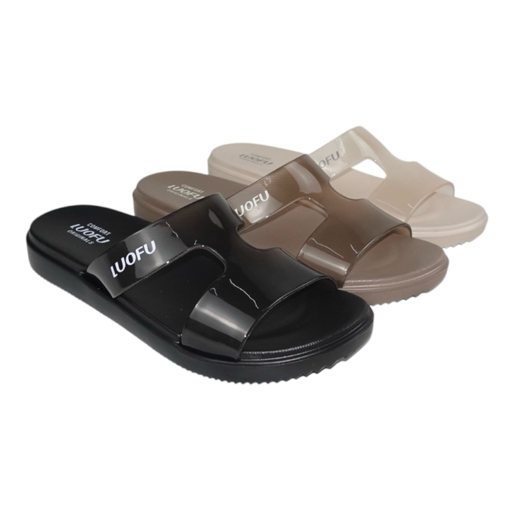 LUOFU Sendal Jelly Karet Eva Kokop Transparan Wanita E7190H-TF3W [G02]