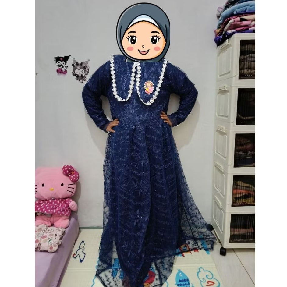 Gamis Jumbo Brokat Modern Full Furing LD 120 – Gamis Lebaran dan Kondangan Big Size