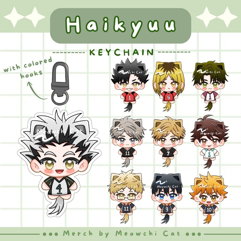 [Meowchi Cat] Haikyuu Keychain Cat Series | Gantungan Kunci Haikyuu | Anime Keychain | Haikyuu Merch