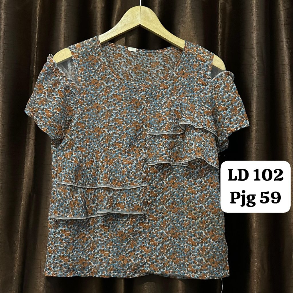 Atasan Blouse Blush wanita lengan pendek Korea style