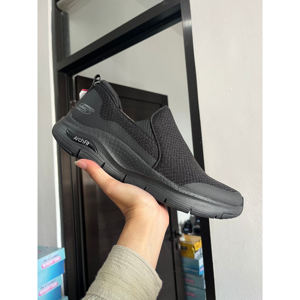 BEST SELLER SEPATU PRIA SKECHERS ARCH FIT BANLIN BLACK ORIGINAL 232043BBK