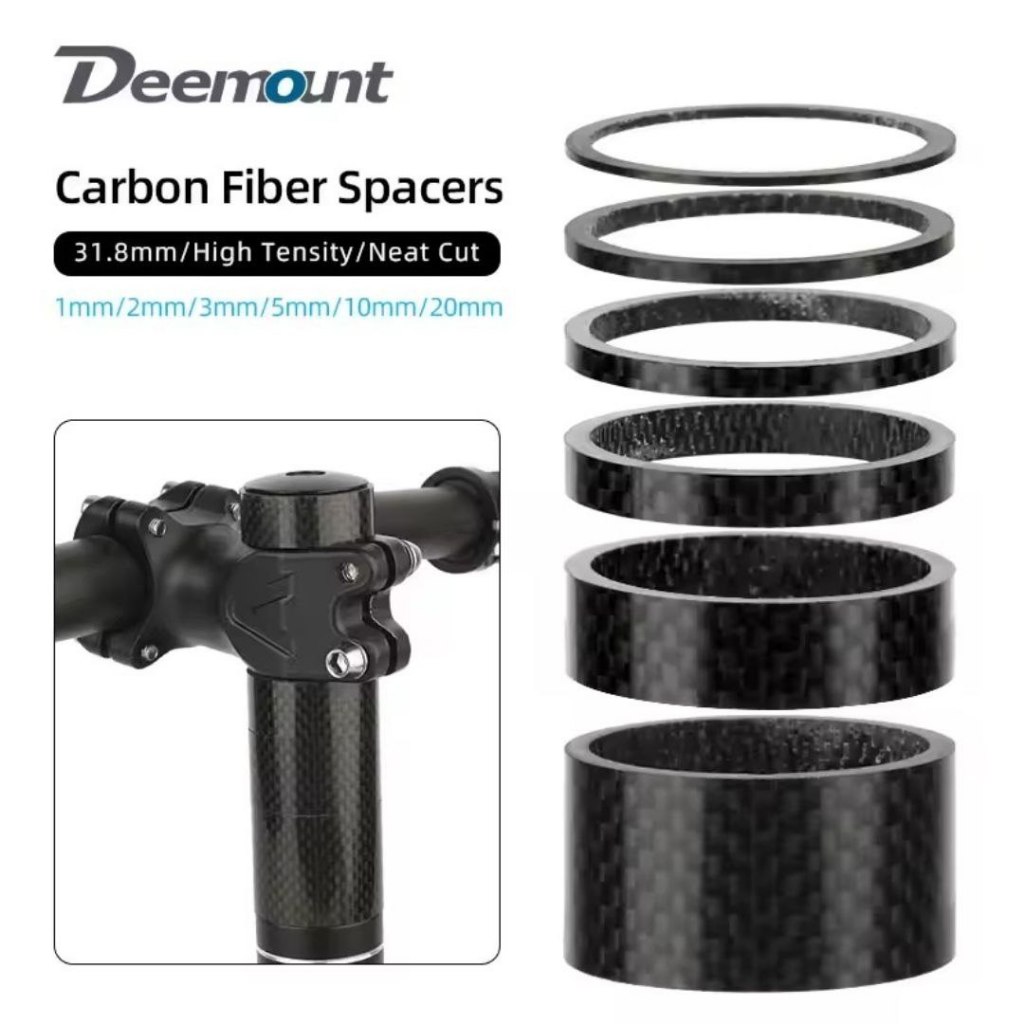 Spacer Stem Headset OD1 28.6mm / OD2 31.8mm Full Serat Carbon Fiber Lightweight Glossy n Matte untuk