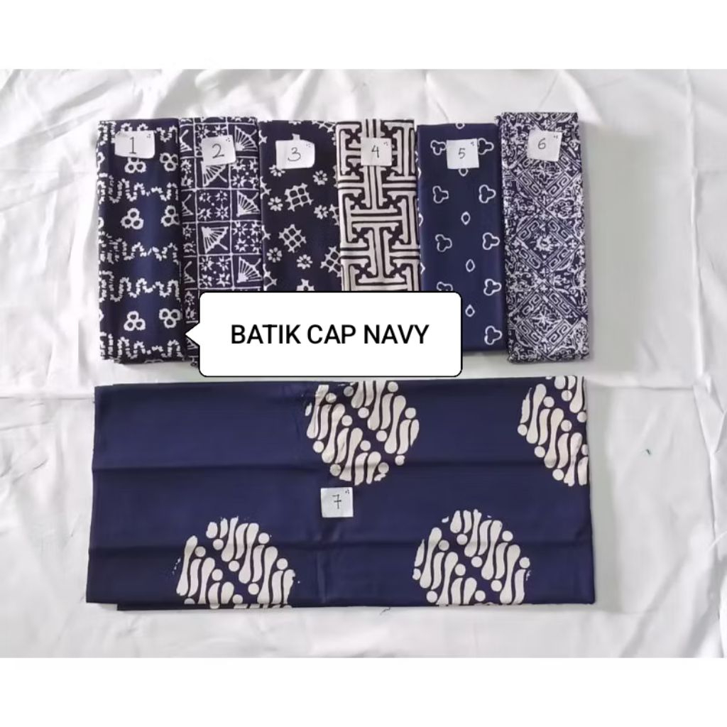 Kain batik cap Warna navy kain batik sarung
