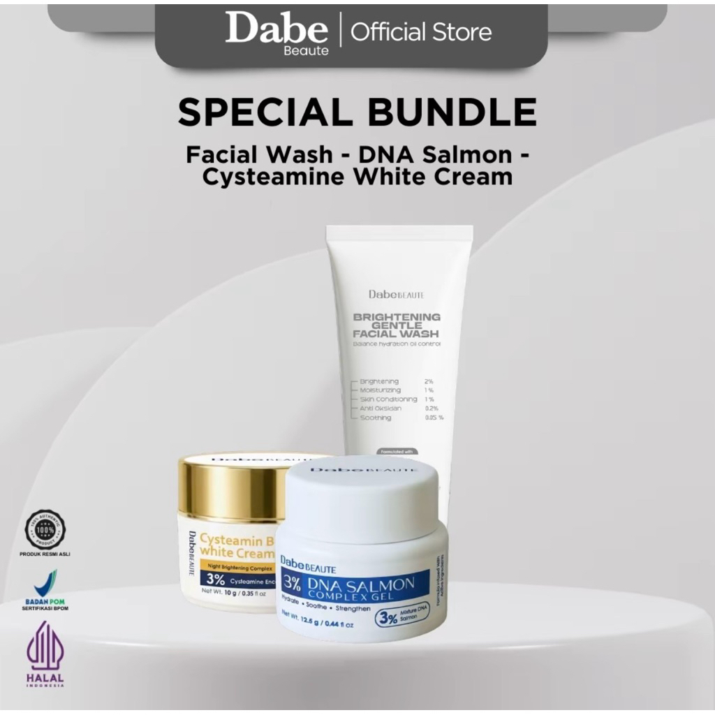 DABE BEAUTE SPECIAL BUNDLE 3 ITEM (FACIAL WASH + CYSTEAMIN + NEW DNA SALMON)