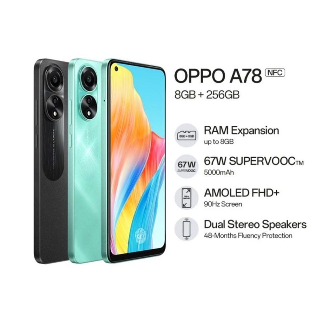 HP OPPO A78 4G 8/256 GB - OPPO A78 4G RAM 8GB ROM 256GB GARANSI RESMI