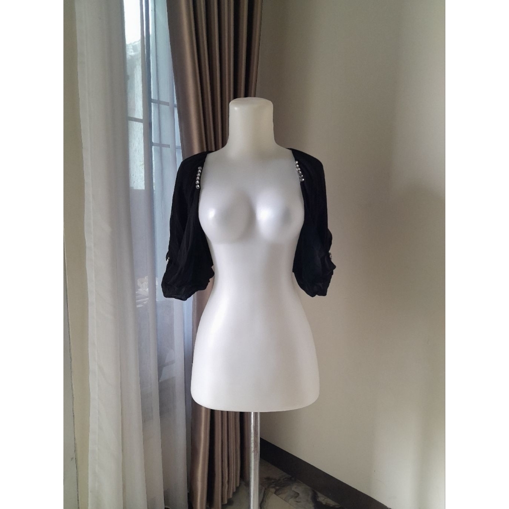 Crop Bolero Hitam, Cardigan Crop, Outer Crop, Bolero Crop Lucu