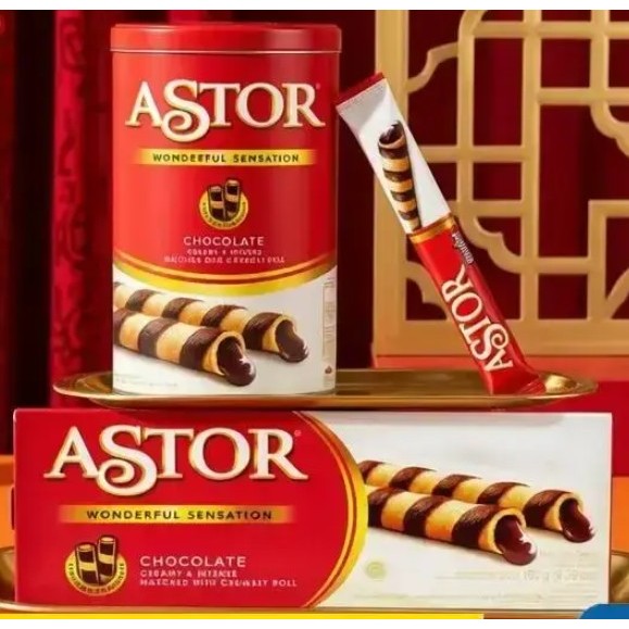 Astor Wafer Stick Rasa Cokelat Kue/Biskuit Kaleng