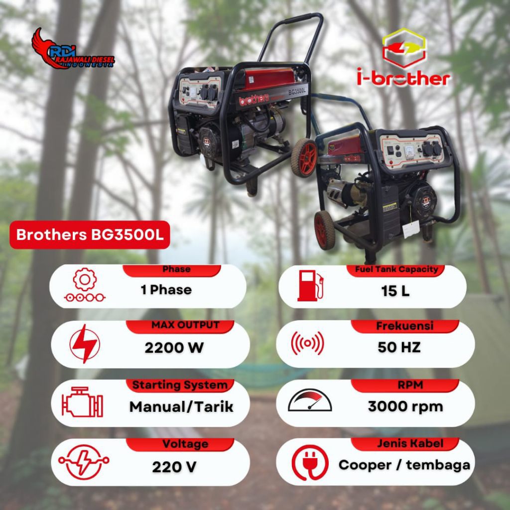 GENSET OPEN BROTHERS 2200 WATT BG3500L